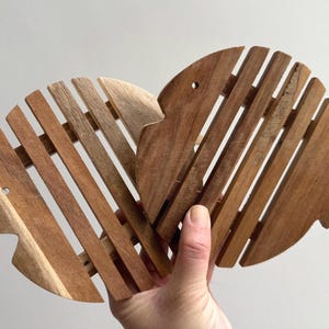 2 Vintage wooden fish coasters / trivets