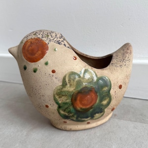 Vintage Scandinavian ceramic bird planter