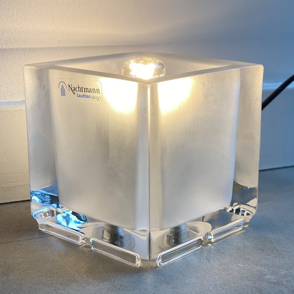 Vintage Nachtmann Leuchten glass cube table lamp