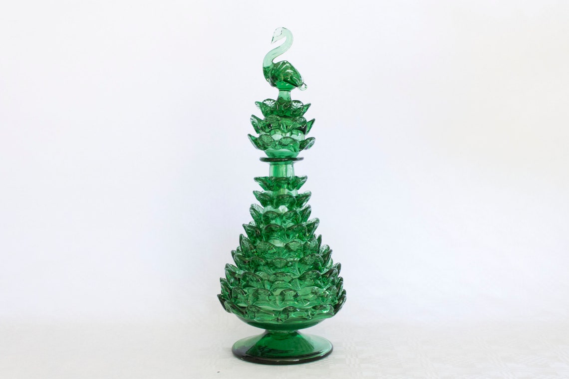 Vintage Orange Glass Decanter / Bottle with stopper Textured Etsy