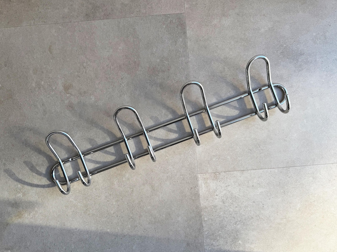 Vintage 80s Chrome Metal Wall Coat Rack - Etsy