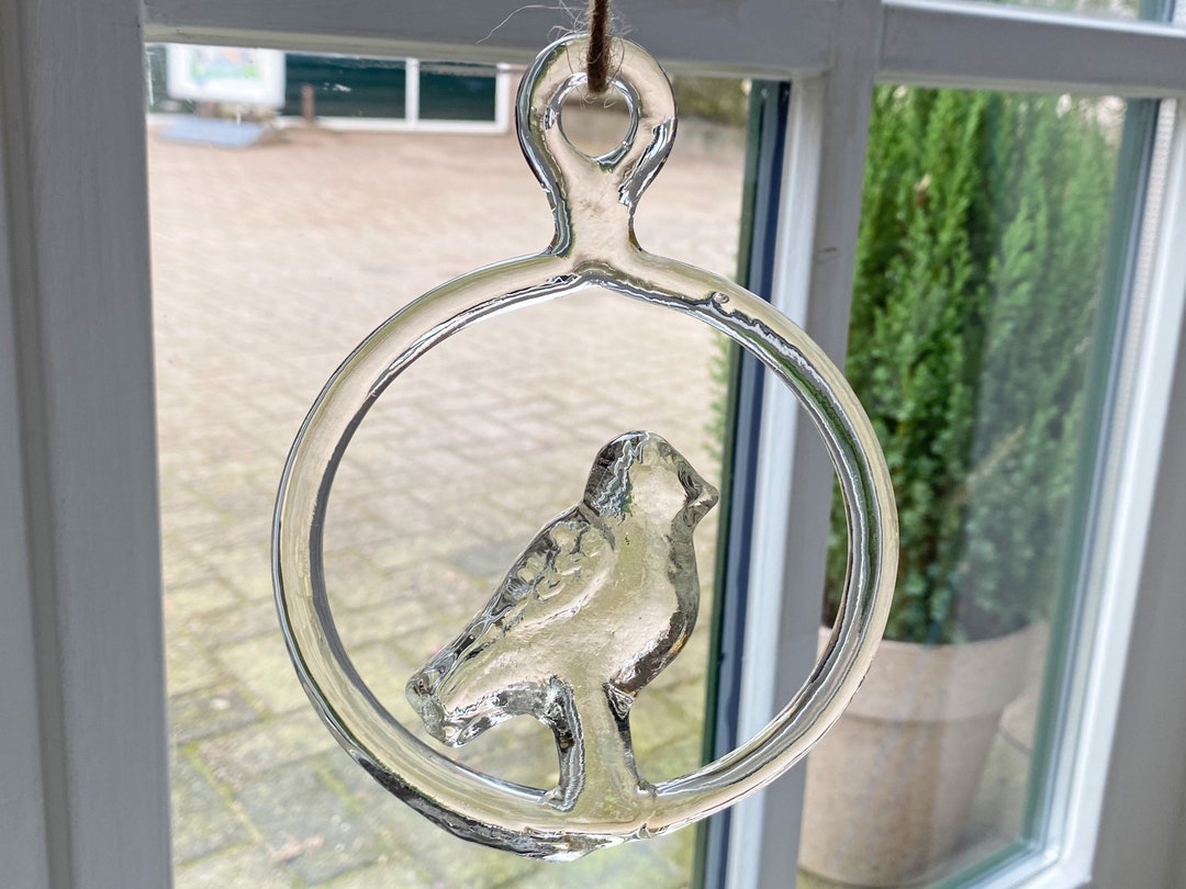 Kosta Glass Suncatcher / Window Hanger of a Bird, Mid Century