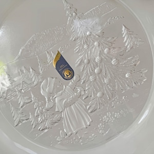 Large vintage Walther Glass Christmas serving plate or cake dish - box included