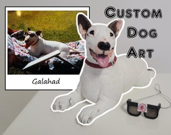 Benutzerdefinierte Hundeskulptur, Erinnerungsgeschenke für Hunde, Geschenke zum Verlust von Haustieren, Haustiere aus Fimo, Hochzeitstorteaufsatz, personalisierte Haustiere, Haustierportraits, Hundekunst