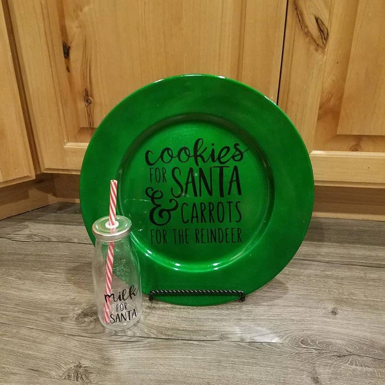 Santa Milk and Cookie plate and cup set Santa cookies Etsy