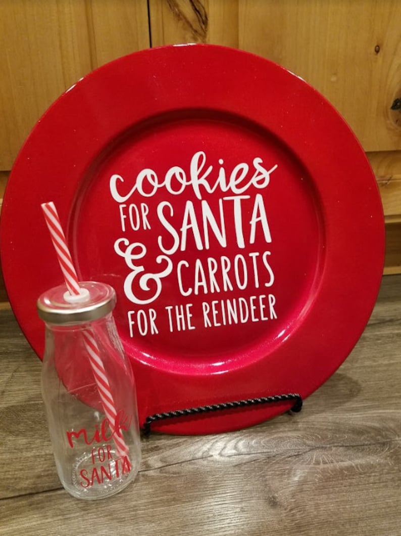 Santa Milk and Cookie plate and cup set Santa cookies Etsy