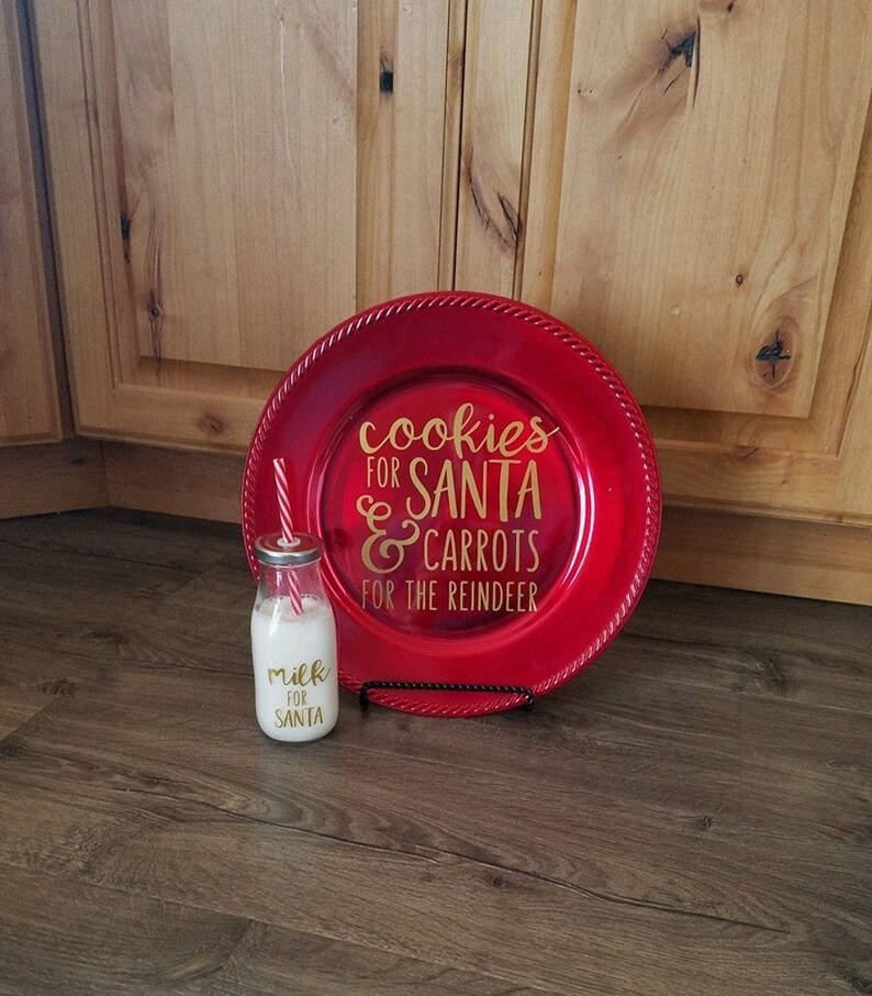 Santa Milk and Cookie plate and cup set Santa cookies Etsy