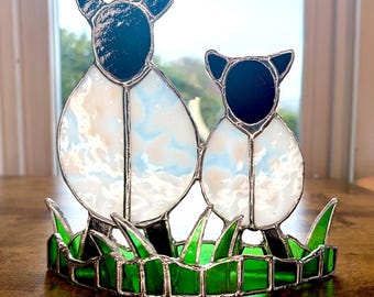 Glasmalerei Waldschaf und Lamm