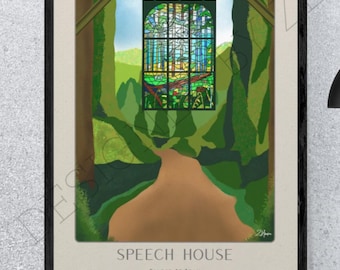 The Window – Speech House Art Print – Forest of Dean Illustration – Limited Edition A4 Signed Print
