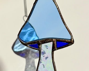 Small Blue Glass Toadstool