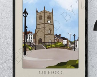 Coleford Clock Tower Art Print – Forest of Dean Illustration – Limited Edition A4 Signed Print