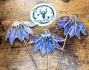 Stained Glass Flower Posy – Set of 3 Glass Flowers – Handmade Floral Decor
