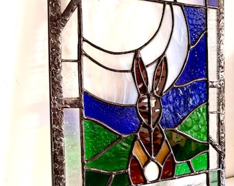 Stained Glass Panel in Reclaimed Victorian Steel Frame – Antique Glass Window Art – Unique Handmade Piece