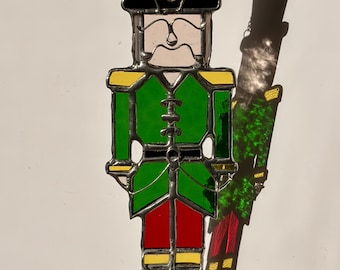 Stained Glass Nutcracker Soldier - Green