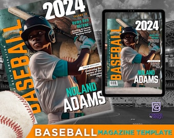 Baseball Magazine Cover Template | Class of 2026 Senior Athlete Gift (Editable Canva)