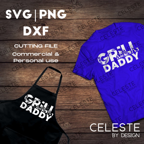 Father’s day DIY gift idea | Grill Daddy svg, Dad svg, Grill cut file, Grilling apron design, Grilling tshirt design