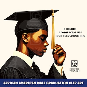Schwarze männlich bestanden 2024 | Afro Amerikanische Clipart Bundle | Set aus 6 PNG Dateien