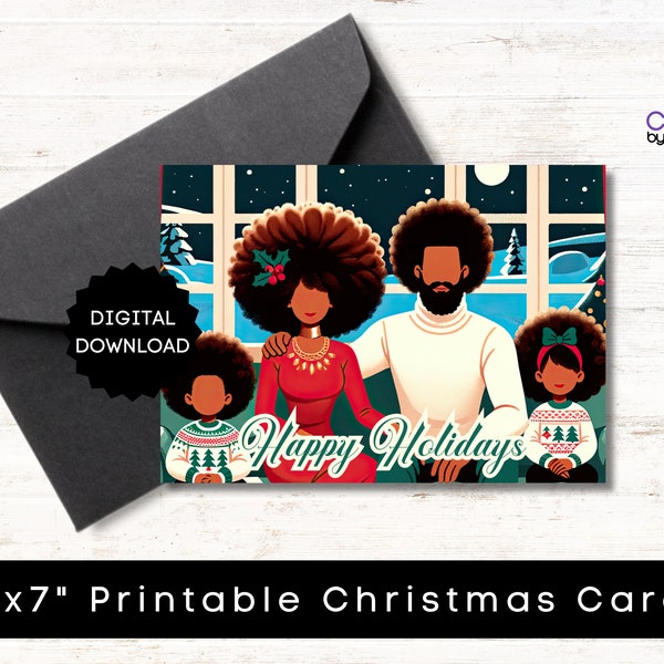 African American Family Christmas Card | Merry Christmas | Download & Print | Happy Holidays | Season's Greetings | PERSONAL USE ONLY