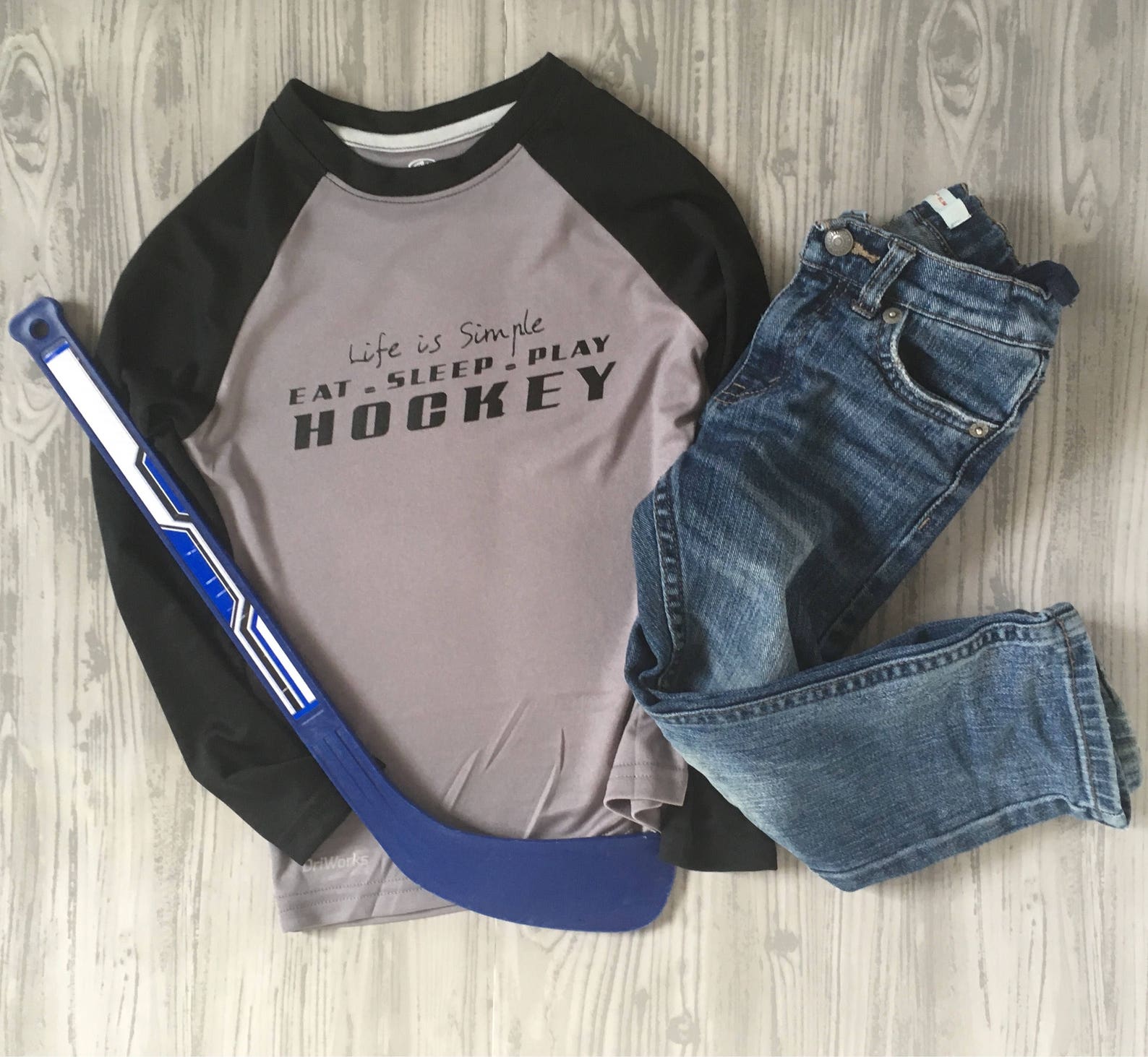 Youth Eat Sleep Play Hockey Long Sleeve Dryworks Shirt Etsy