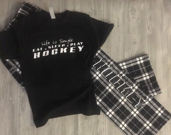 Youth Life is simple Eat . Sleep . Play HOCKEY tshirt and/or pants!!