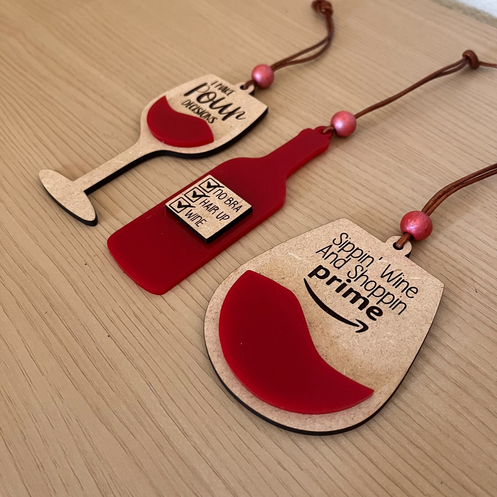 Wine Ornaments Set of 3 Funny Wine Ornaments Wine Charms Etsy