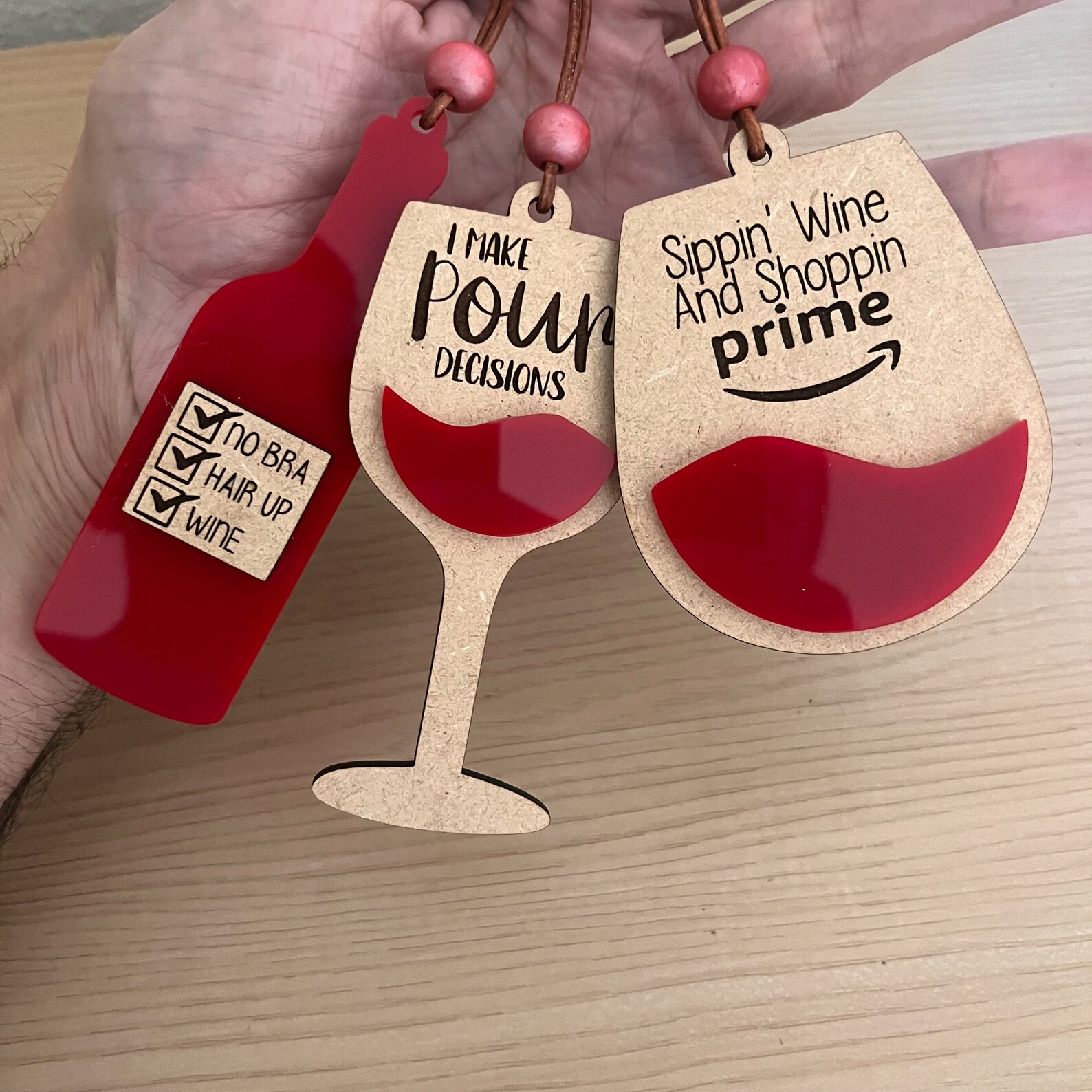 Wine Ornaments Set of 3 Funny Wine Ornaments Wine Charms Etsy