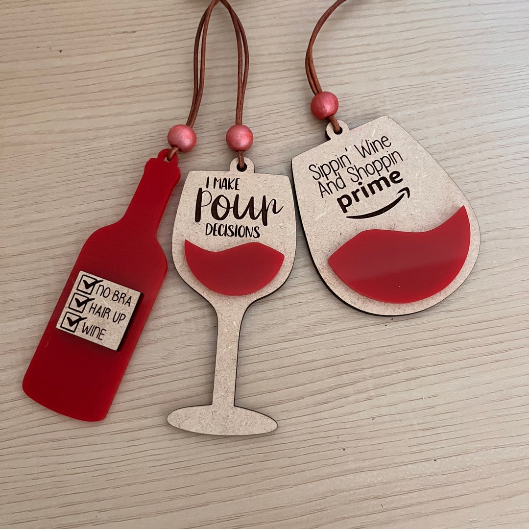 Wine Ornaments Set of 3 Funny Wine Ornaments Wine Charms Etsy