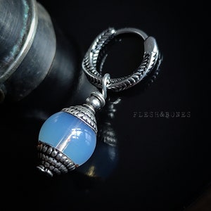 BLUE ELIXIR, mono boucle d'oreille en quartz, unisexe avec anneau en acier inoxydable image 1