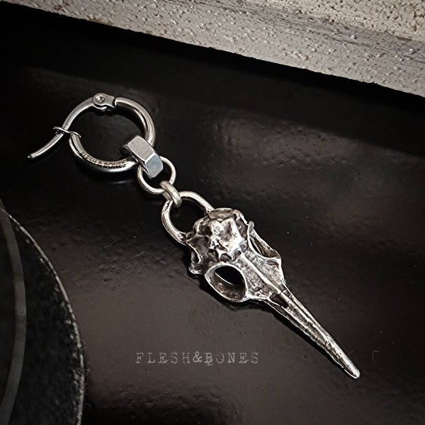 Mono boucle d'oreille unisexe VOODOO BIRD SKULL V2