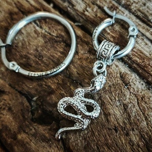 Boucle d’oreille AZTEC SNAKE silver mono, unisexe