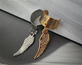 mono EAR CUFF WRAP and wing , unisexe full pack, acier inoxydable argent ou doré
