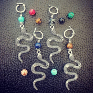 SILVER SNAKE dangle earring