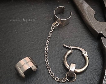STAINLESS CUFF/CHAIN unisex mono earring