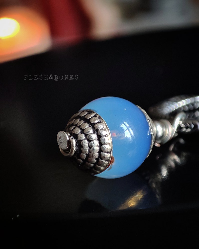 BLUE ELIXIR, mono boucle d'oreille en quartz, unisexe avec anneau en acier inoxydable image 3