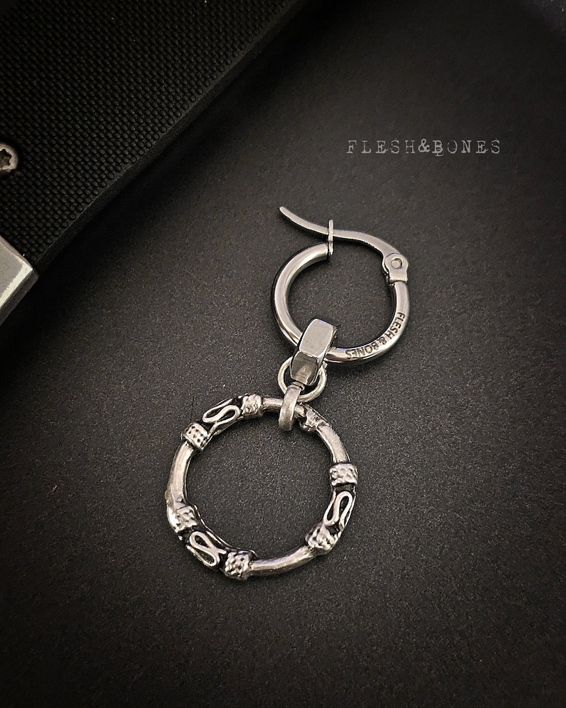 Boucles d'oreilles mono cercle ORBIT V2 HEX, unisexe image 1