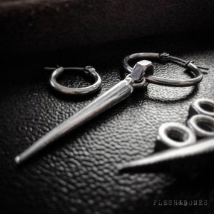 SIGNATURE SILVER SPIKE, boucle d'oreille mono alternative pour hommes et femmes, unisexe et faite à la main image 3