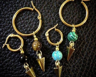 Golden arrow, gem and spike earring (men & women)