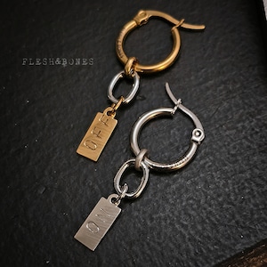 Przełącznik ON/OFF, mono boucle d'oreille argent ou doré et bronze, mixte