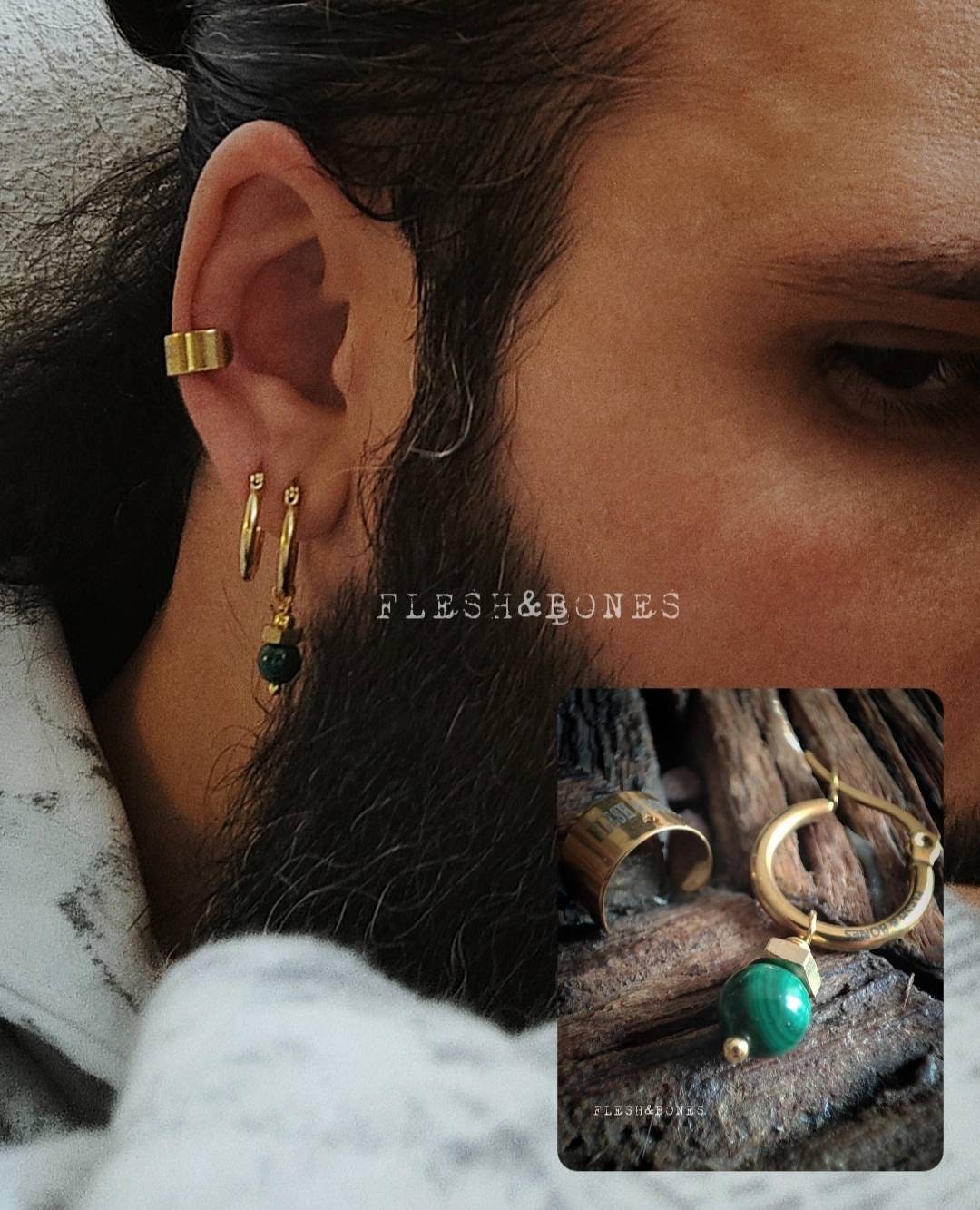 bor002- boucles d'oreilles malachite | LA PETITE BOUTIQUE