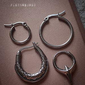 PACK CORE inoxydable mono-boucle d&#39;oreille, cerceaux en acier inoxydable, unisexe, étanche, zéro allergie