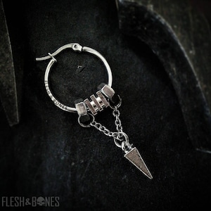 RAW SPEAR all steel mono earring, unisex and alternative