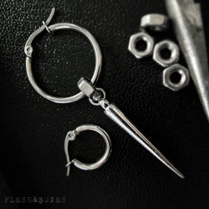 SIGNATURE SILVER SPIKE, boucle d'oreille mono alternative pour hommes et femmes, unisexe et faite à la main