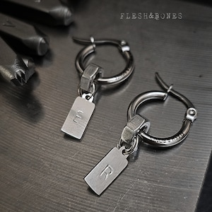 CARTA PERSONALIZADA (elija su letra), mono boucle d'oreille en acier inoxydable, unisexe