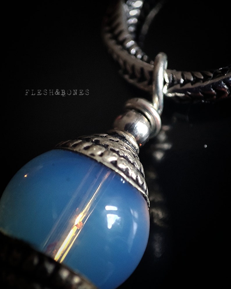 BLUE ELIXIR, mono boucle d'oreille en quartz, unisexe avec anneau en acier inoxydable image 2