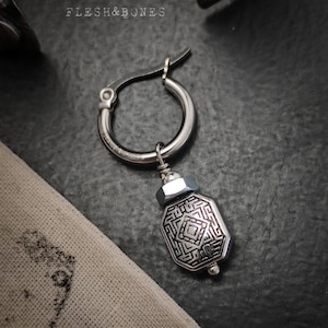 INCA MAZE unisex mono earring, stainless steel and silver