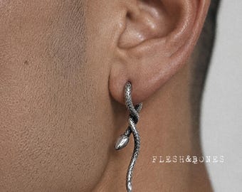 Pendiente mono de serpiente AMARU-NOVA, aro, acero inoxidable, hipoalergénico, resistente al agua.