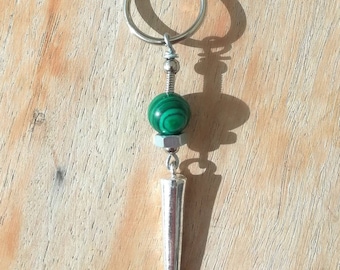 SILVER SPIKE green MALACHITE dangling earring