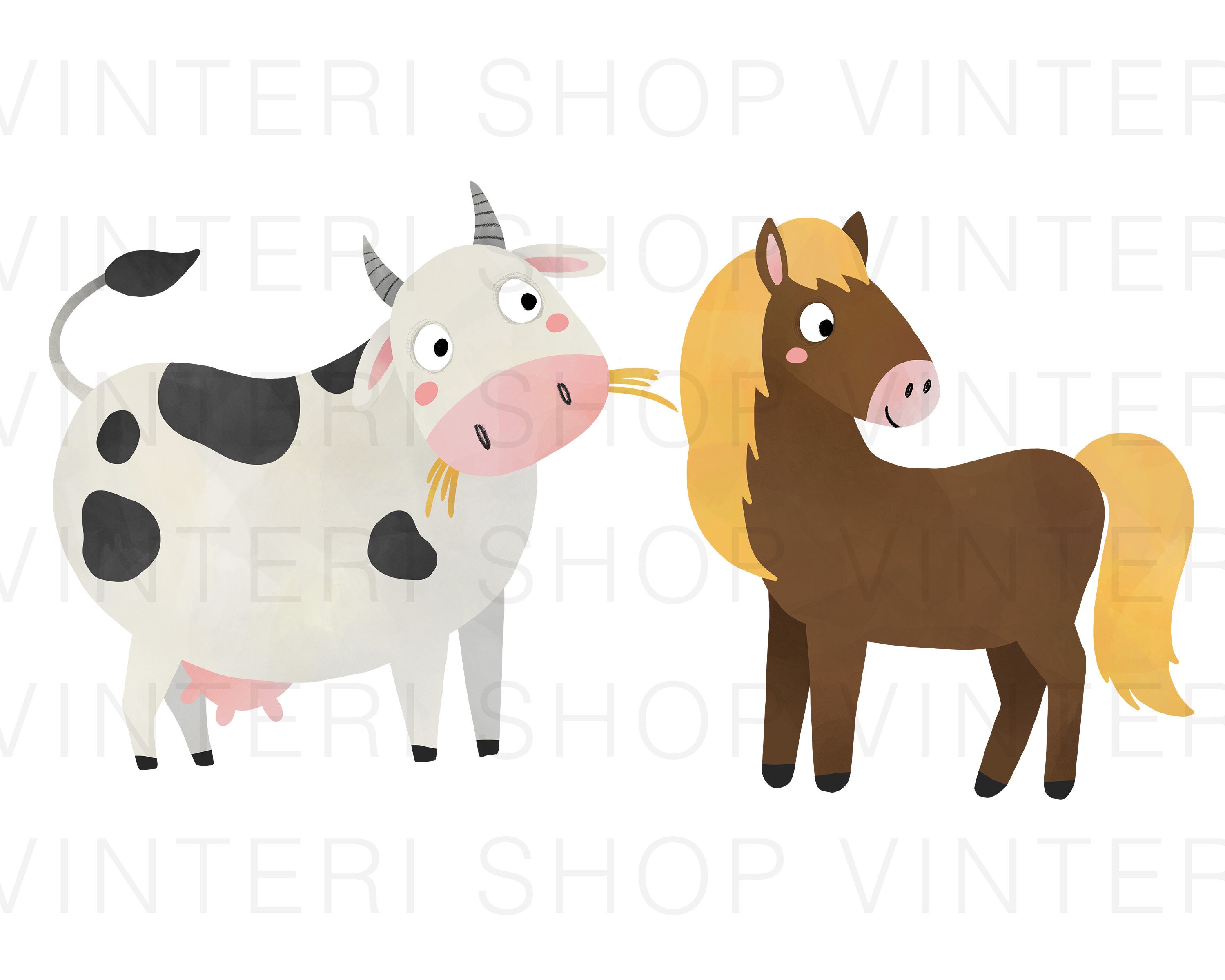 Bauernhof Tiere Clipart Bauernhof PNG Aquarell Bauernhof | Etsy