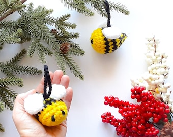 Bee Christmas ornament, Handmade small gift, Holidays decorations, Stockings stuffers