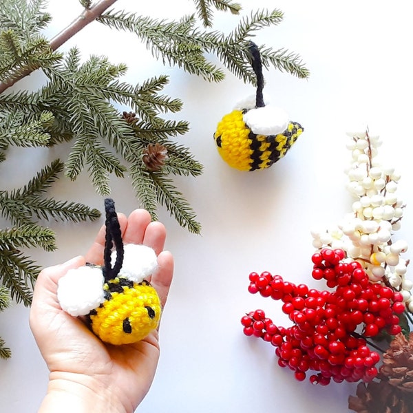 Bee Christmas ornament, Handmade small gift, Holidays decorations, Stockings stuffers